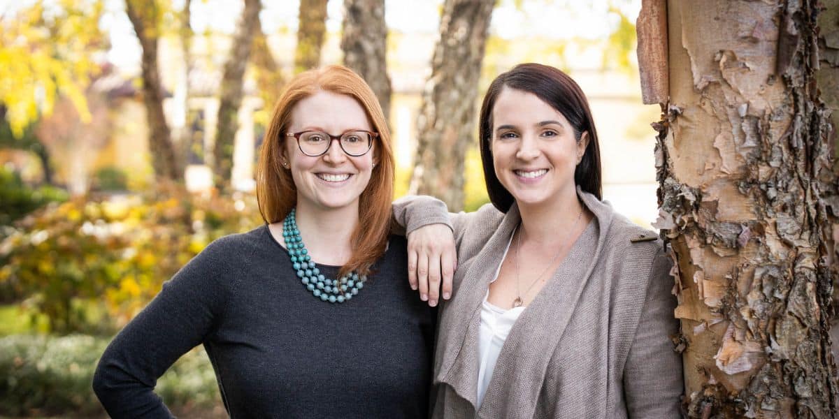 Portrait of Chelsea Haverly and Christine Coyle with nature background