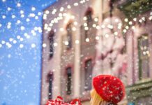 Woman shopping for Christmas presents