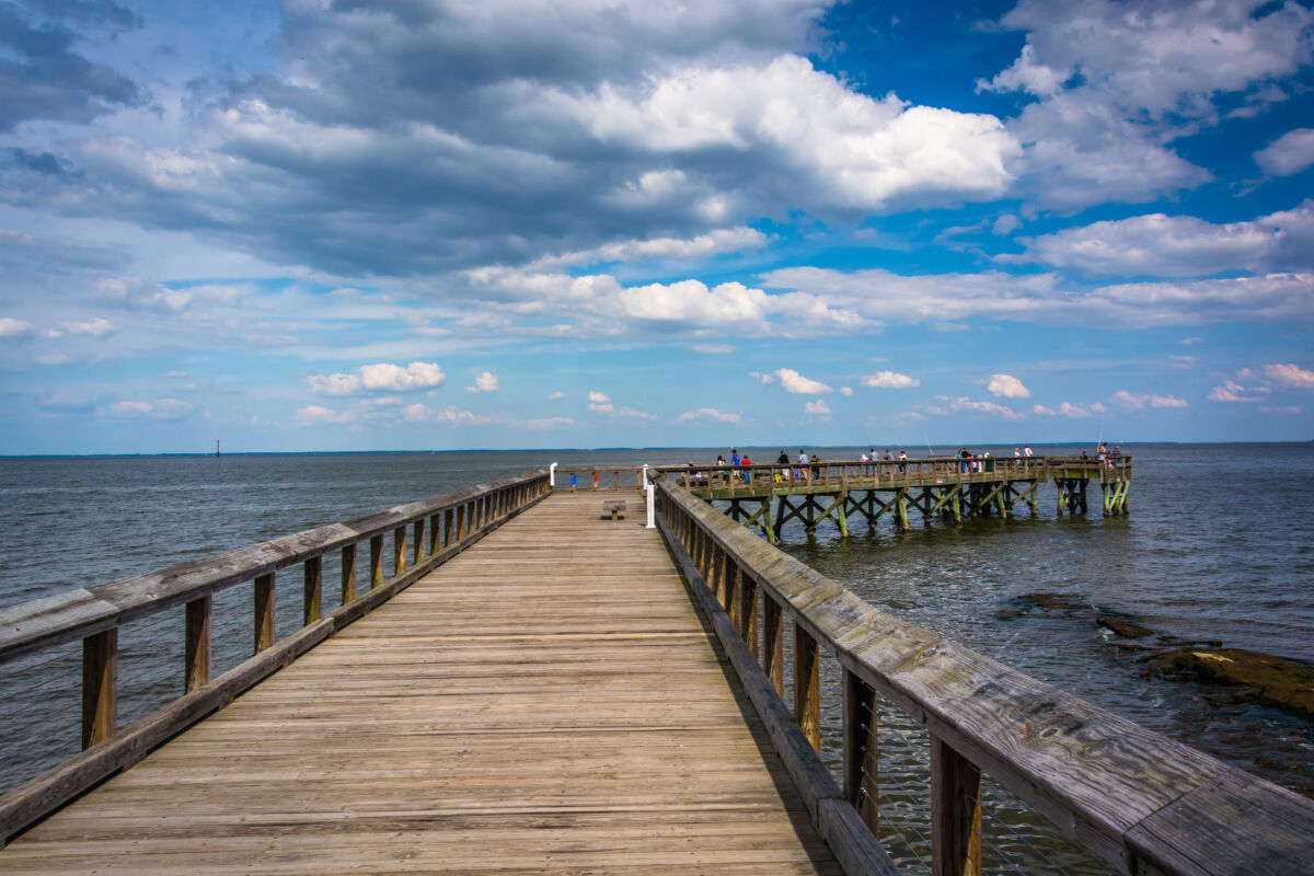 Pier in the Chesapeake Bay at Downs Park, in Pasadena, Maryland. 