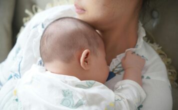 Mother holding a baby
