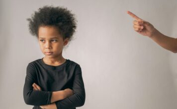A child being scolded