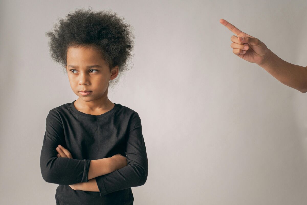 A child being scolded
