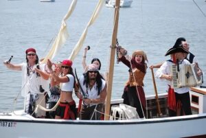 People dressed as pirates on a boat