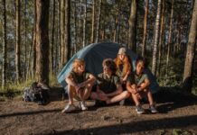 Kids at summer camp in the woods