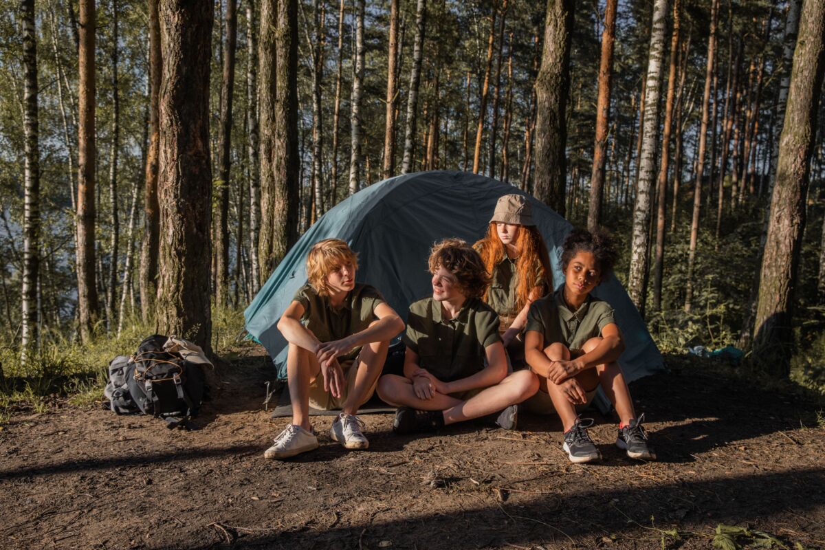 Kids at summer camp in the woods